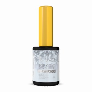 Agl Top Coat Glitter Prata 9g Led/Uv